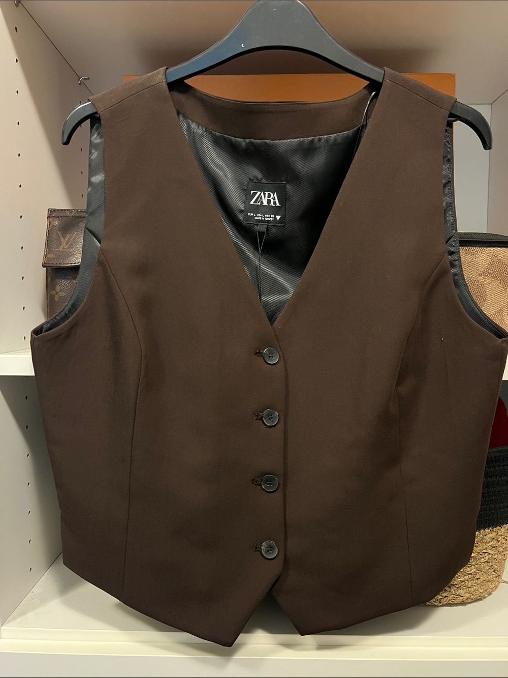 ZARA Brown Tailored Women's Vest with Button Front